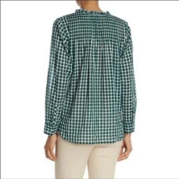 J. CREW Gingham Ruffle Classic Popover Shirt Mini Widowpane - NWT - XS - Picture 3 of 5